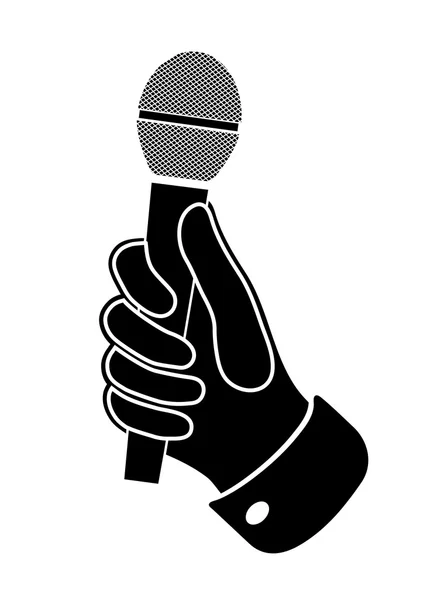 Icon microphone in hand — Stock Vector