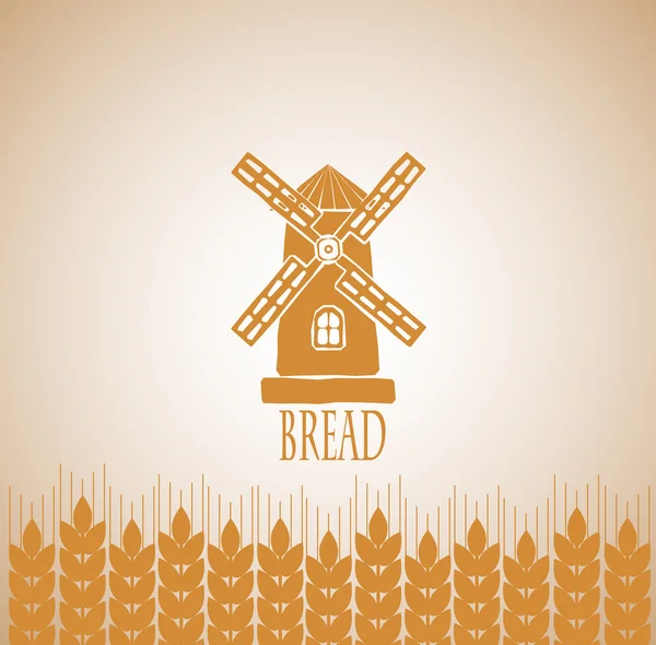 Млин у пшеничних вухах — стоковий вектор
