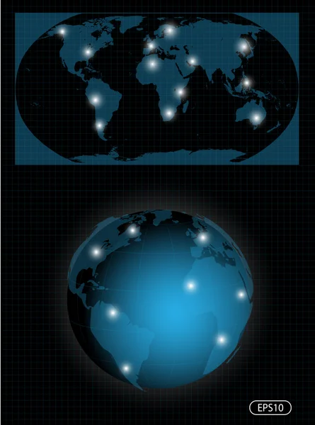 Карта мира и глобус в 3D — стоковый вектор