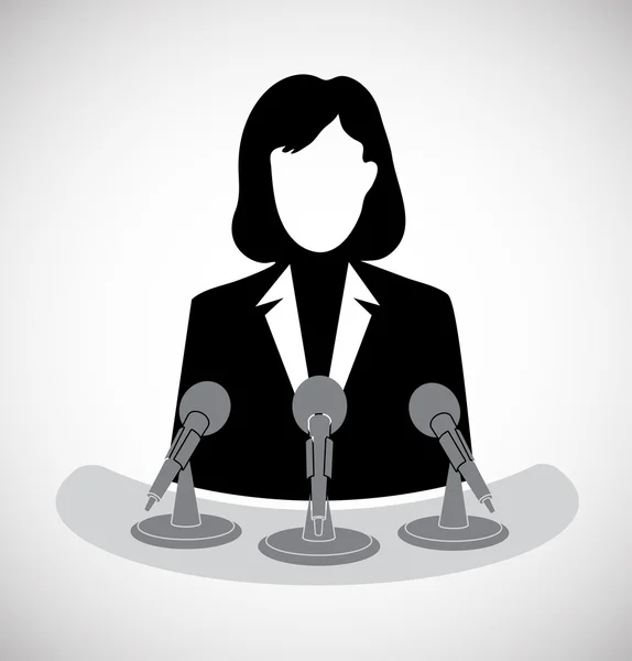 Femme journaliste avec microphone — Image vectorielle