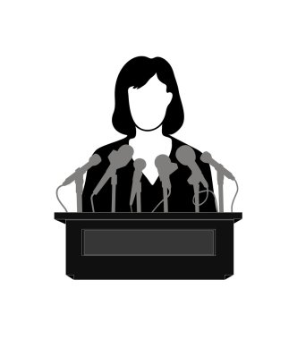 bir mikrofon ile bir kadın silueti