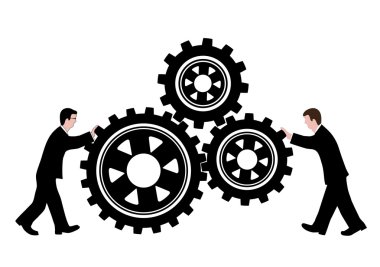 işadamı mekanizmayı döndürür