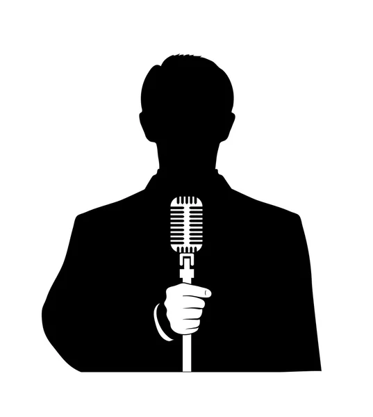 Mann mit Mikrofon — Stockvektor