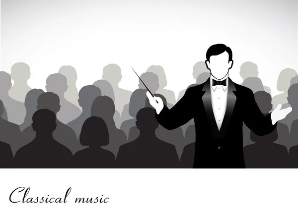 Chef d'orchestre devant le public — Image vectorielle