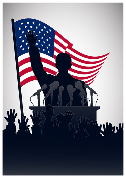 Silhouette of the person among public