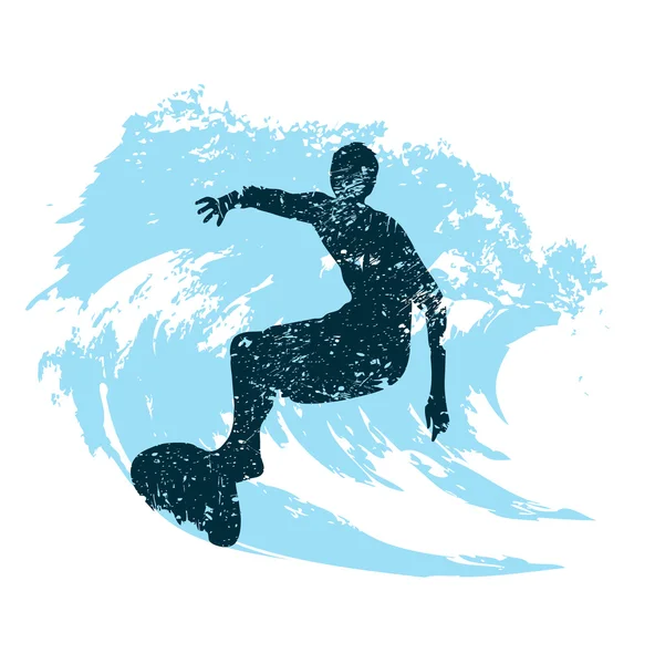 Silhouet van een surfer — Stockvector