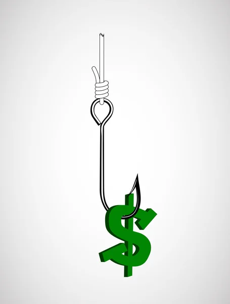 Dollar symbol on the hook — Stock Vector