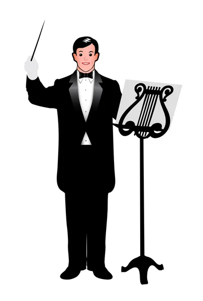 Managing orchestra conductor — Stock Vector