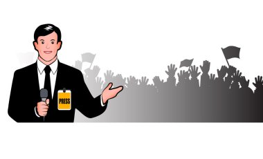 gazeteci mikrofon ile