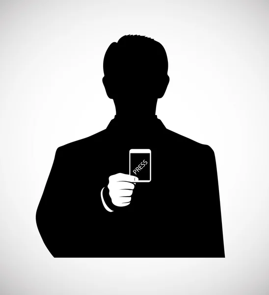 Silhouette of the journalist represents a badge — Stock Vector