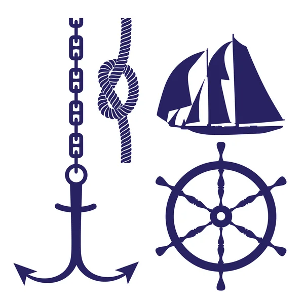 Symbole morskich na białym tle — Wektor stockowy