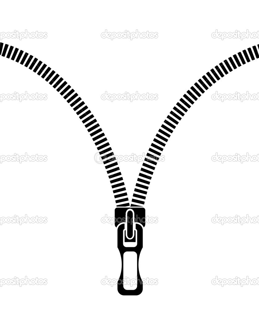 Silhouette of a metal zipper
