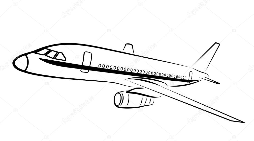 Plane silhouette on a white background