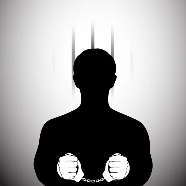 Silhouette of the person in the conclusion — Stock Vector