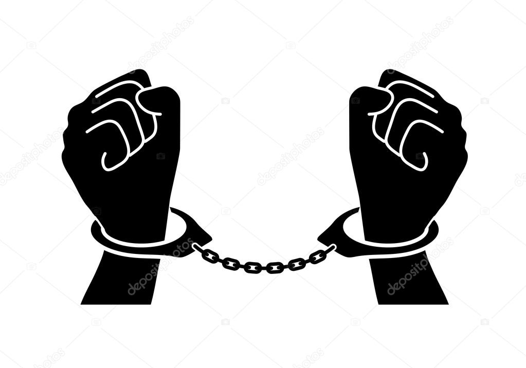 Human hands in handcuffs
