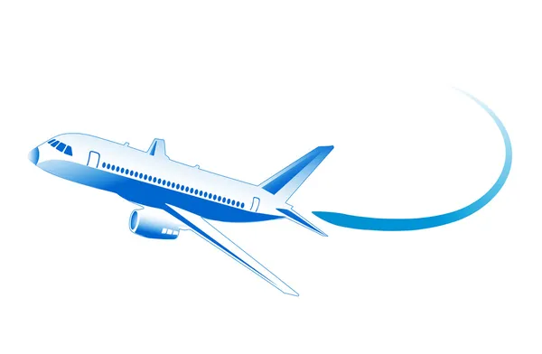 Flying airplane on a white background — Stock Vector