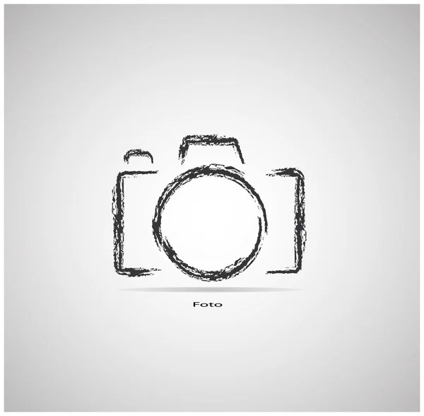 Câmera em um fundo cinza é desenhado com giz —  Vetores de Stock