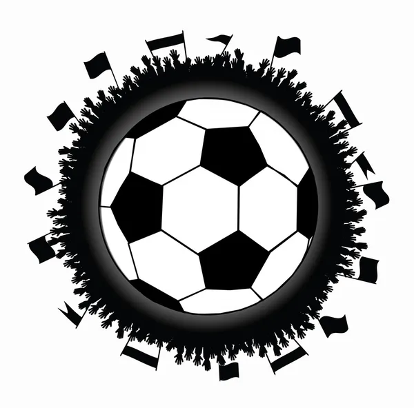 Ballon de football dans un cercle de mains humaines — Image vectorielle