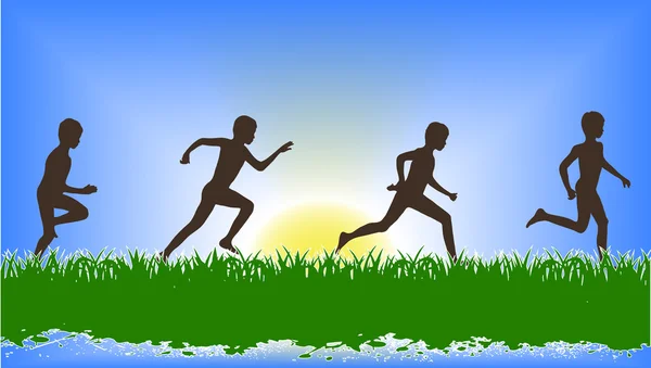 Correr niños — Archivo Imágenes Vectoriales