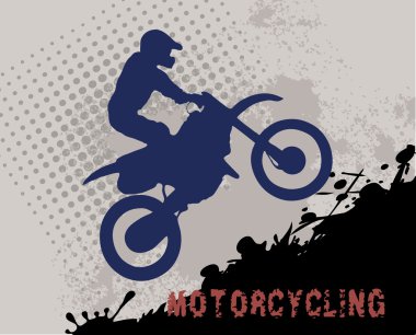 Motorcu grunge zemin üzerine