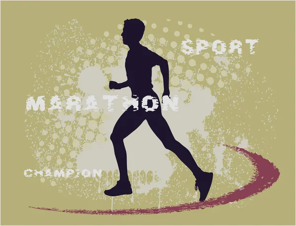 马拉松赛跑者在抽象背景 — 图库矢量图片