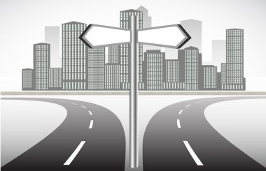 şehrin arka planında iki yol göstericisi