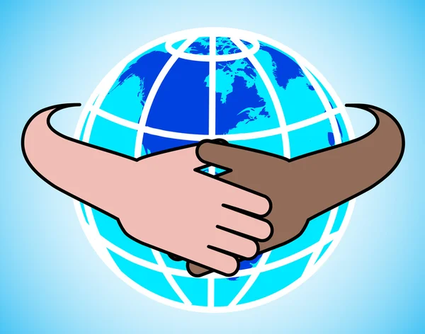 Handen rond de hele wereld zijn gesymboliseerd door eenheid — Stockvector