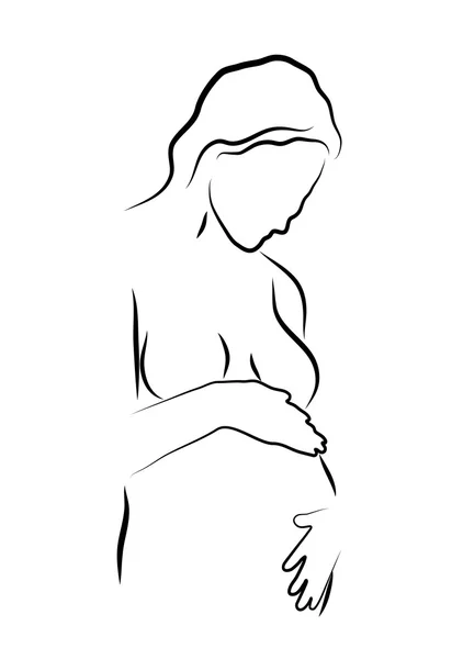 怀孕的女人的轮廓 — 图库矢量图片