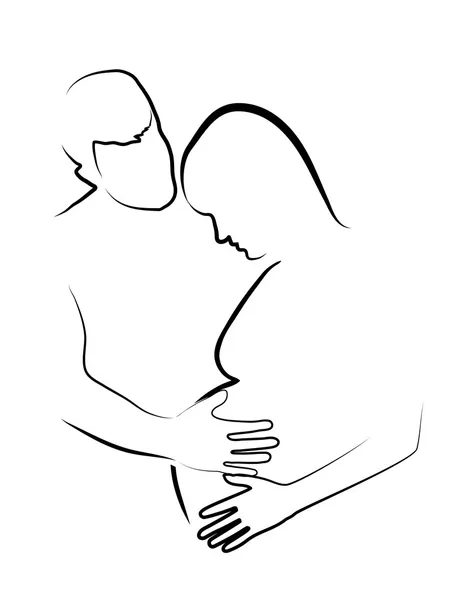 怀孕的女人的轮廓 — 图库矢量图片
