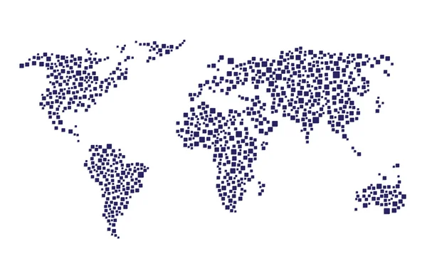 Mappa astratta del mondo dalle piazze — Vettoriale Stock