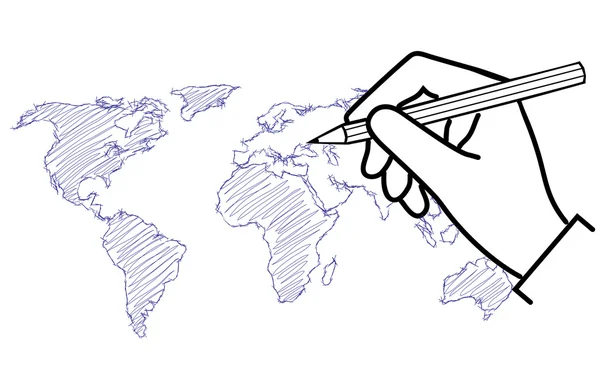 Hand trekt continenten — Stockvector