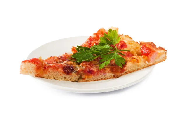 Pizza en plato — Foto de Stock