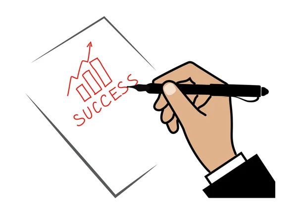 Hand writes success — Stock Vector