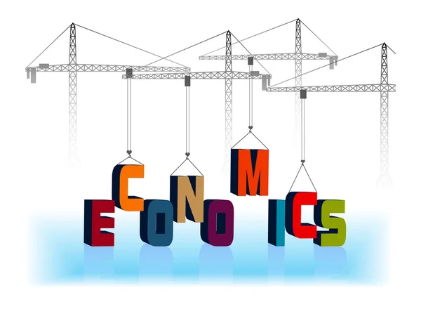 The cranes hoist the word economics — Stock Vector