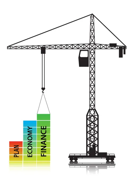 Kraan bouwt economische planning — Stockvector