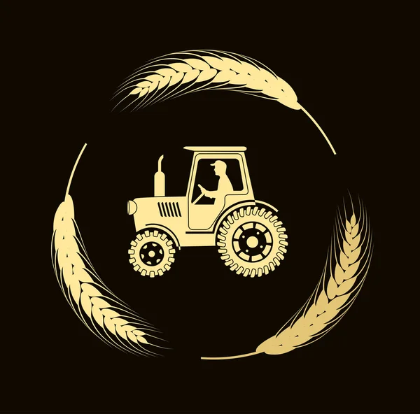 Tractor en orejas de pan — Vector de stock