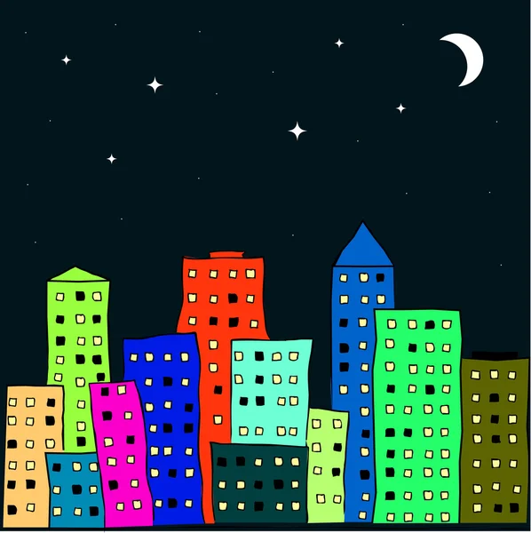 都市の夜の風景 — ストックベクタ