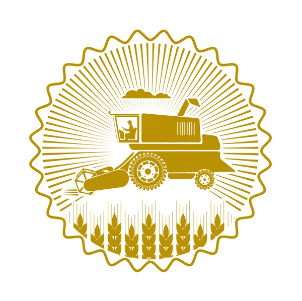 Icon combine harvester of wheat ears — Stock Vector