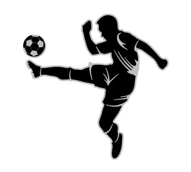 topu tekmeleme bir futbolcu silüeti