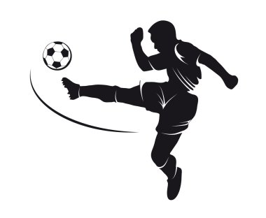 topu tekmeleme bir futbolcu silüeti