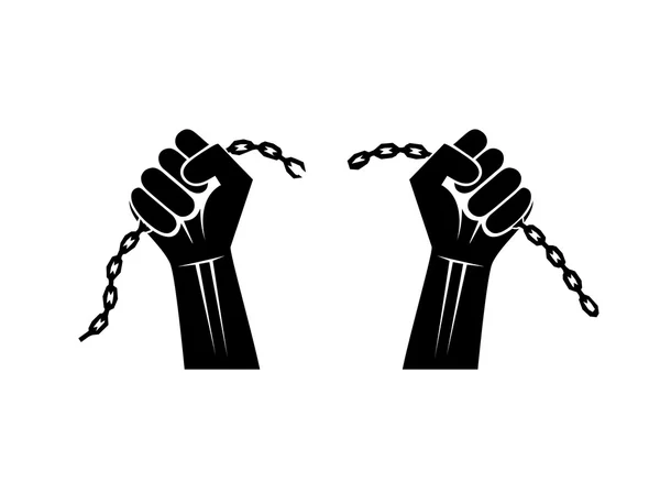 Chains broken off by hands Vector Graphics