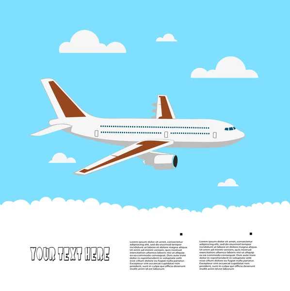 Летающий самолет на фоне неба — стоковый вектор