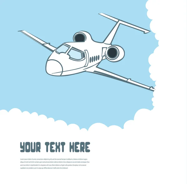 Avión volador en el cielo — Vector de stock