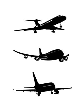 silhouet van het vliegtuig vliegen-up