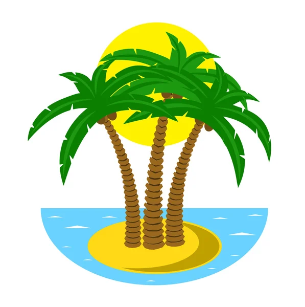 Isla tropical en el océano — Vector de stock