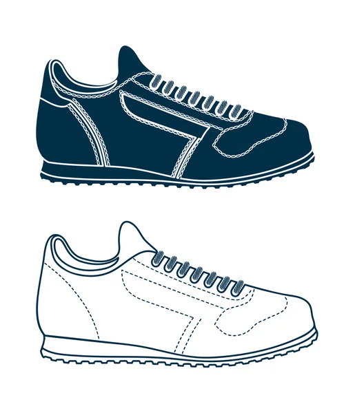 Menggambar sepatu olahraga - Stok Vektor