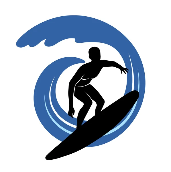 Sörfçü dalgaları üzerinde — Stok Vektör