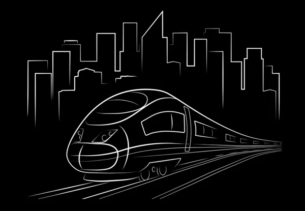 Tren nocturno de dibujo abstracto — Vector de stock