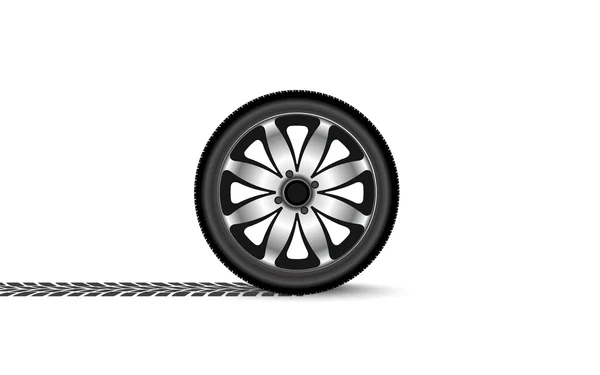 Автомобильное колесо оставляет след — стоковый вектор