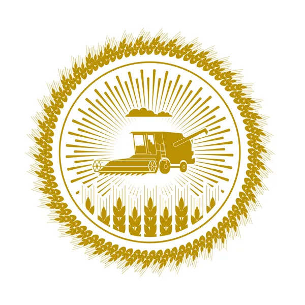 小麦の穂のコンバインハーベ スター アイコン — ストックベクタ